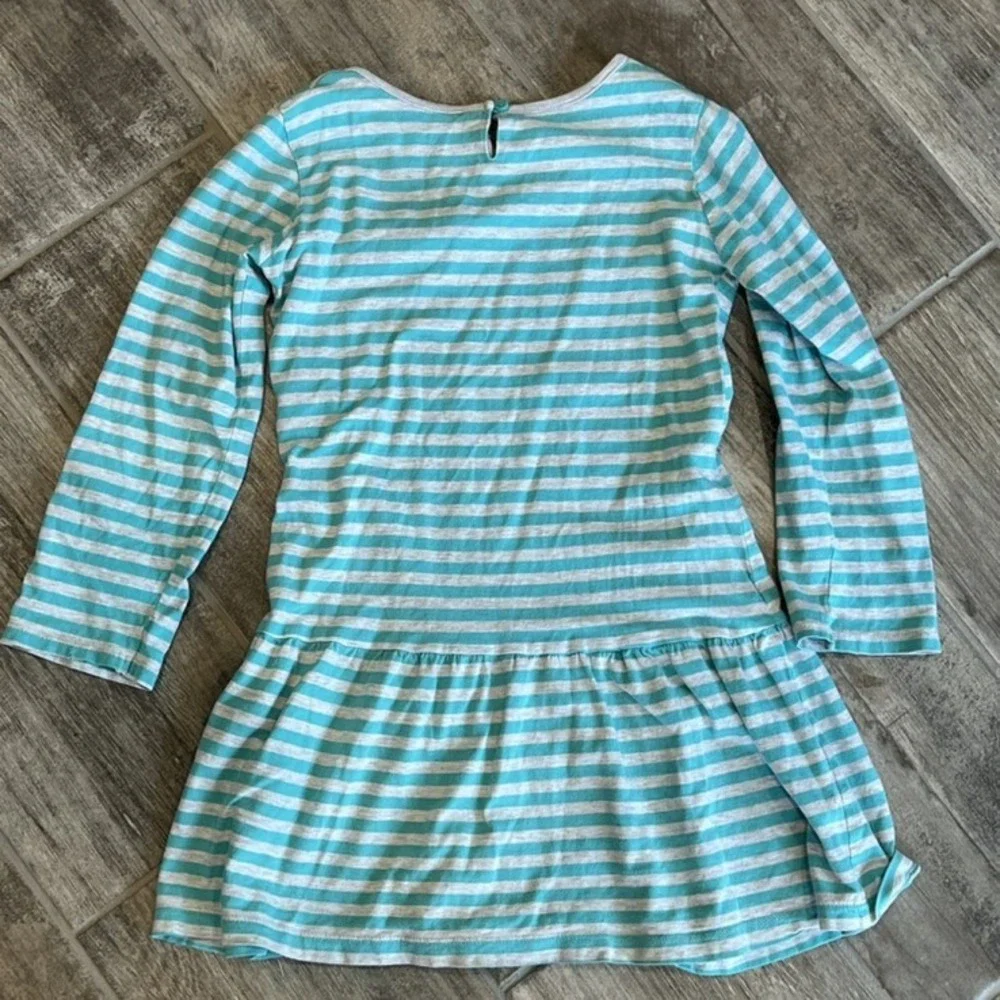 Carter's Girls Turquoise Gray Striped Long Sleeve Tunic Top Heart Pocket Size 6X